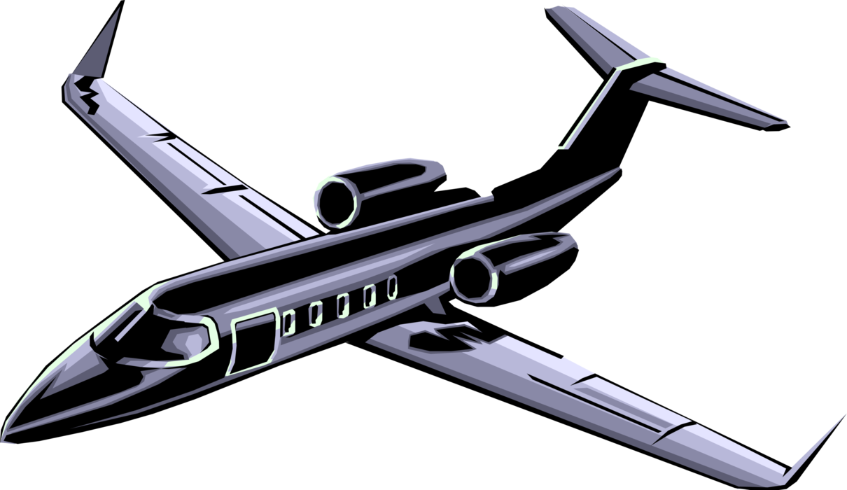 Vector Illustration of Private Corporate Jet Airplane in Flight