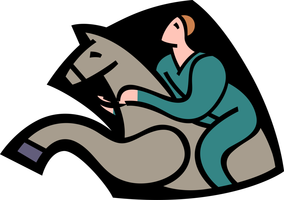 Vector Illustration of Equestrian Rider Jumping Horse