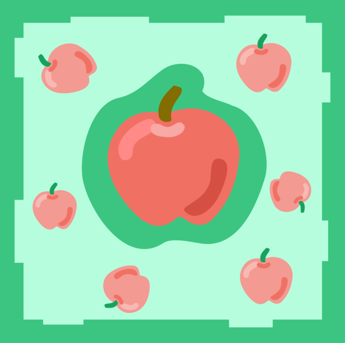 Vector Illustration of Pomaceous Food Fruit Apple