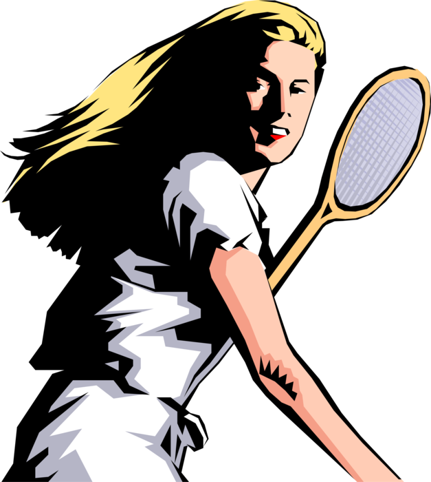 Vector Illustration of Female Tennis Player with Racket
