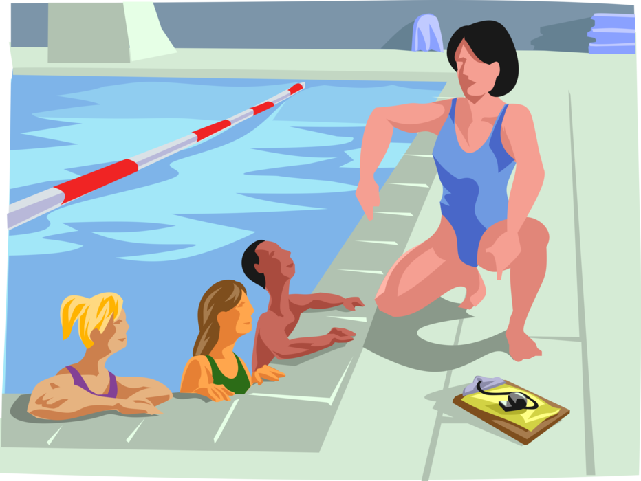 Swimming Lessons with Swim Instructor - Vector Image