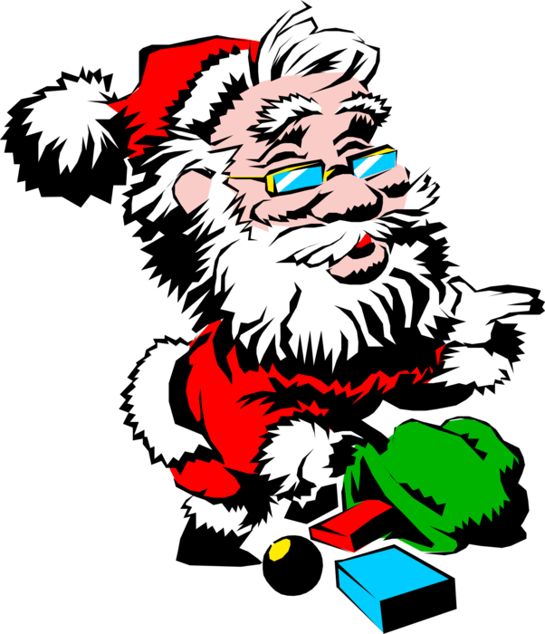 Vector Illustration of Santa Claus Delivers Gifts on Christmas