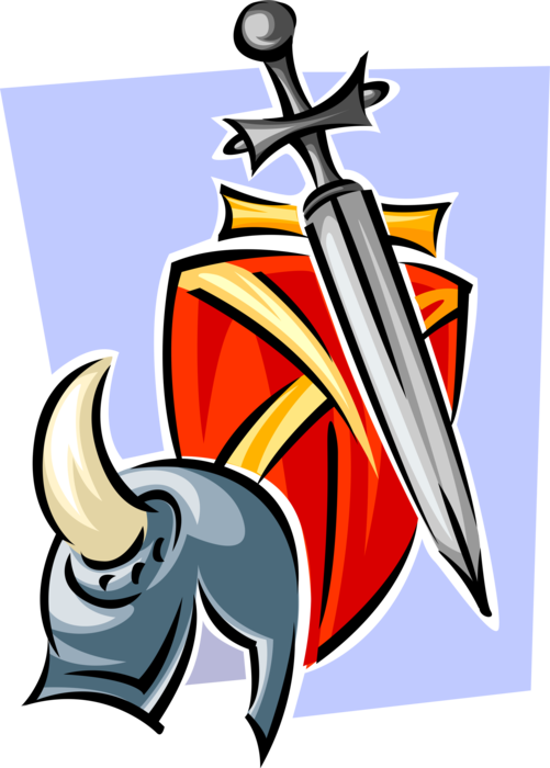 Vector Illustration of Middle Ages Symbols of Chivalry and Medieval Weaponry