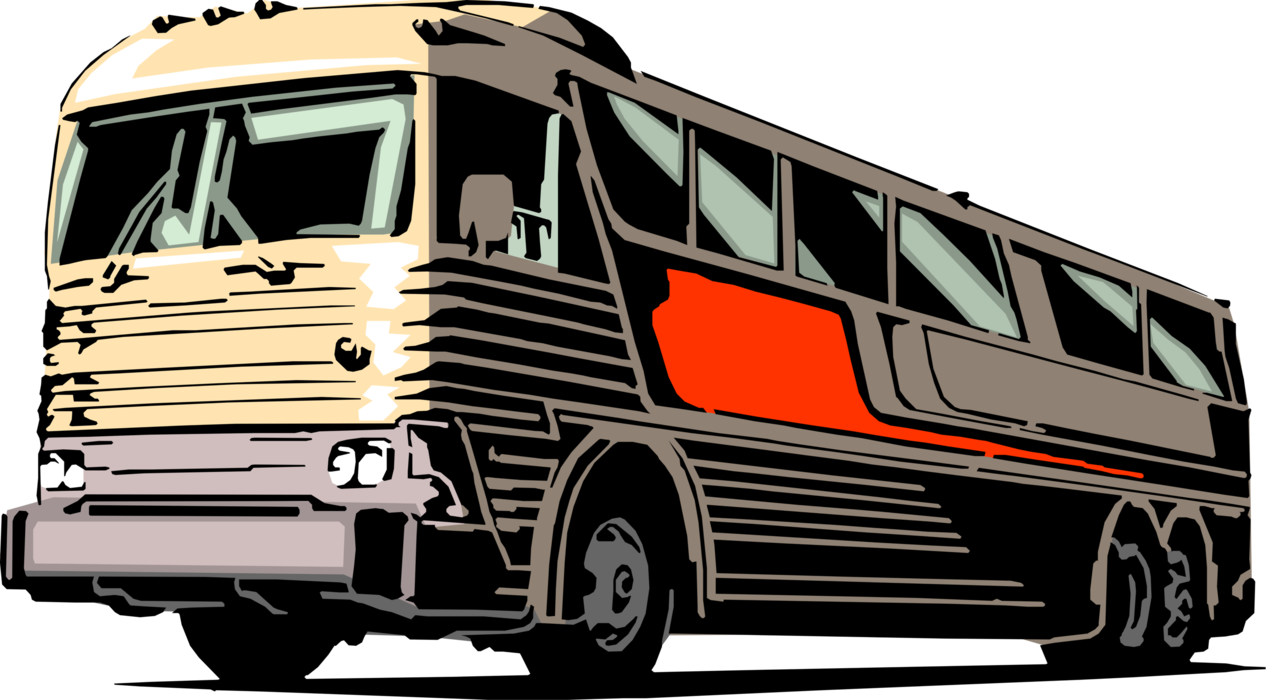 Vector Illustration of Greyhound Bus Intercity Transportation Passenger Bus Vehicle