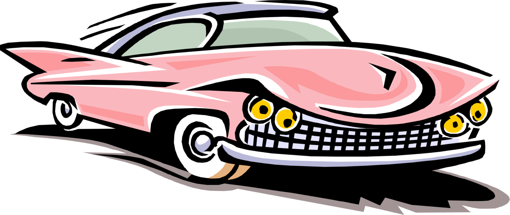 Vector Illustration of Classic 1950s Model Sedan Automobile Car Motor Vehicle 