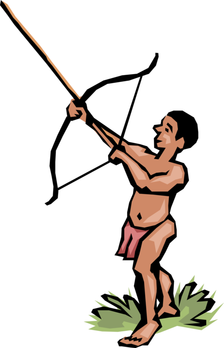 Vector Illustration of South American Amazon Jungle Indigenous Native Shoots Arrow