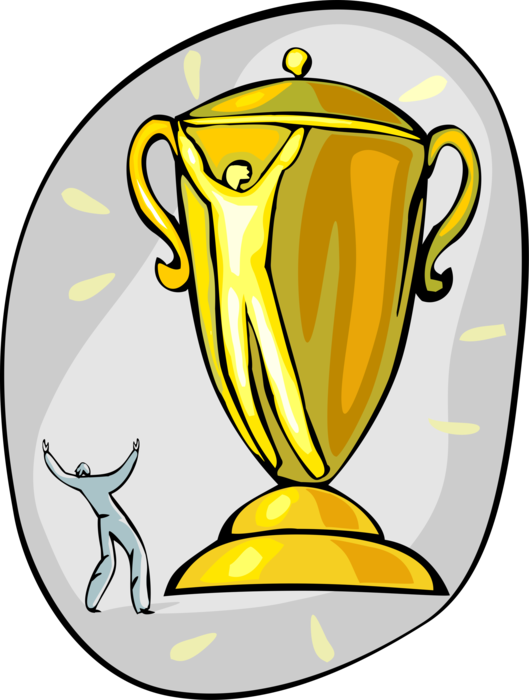 Vector Illustration of Winner's Trophy Cup Prize Award Recognizes Specific Achievement or Evidence of Merit