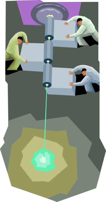 Vector Illustration of Directing Laser Beam Energy Directed to Single Point