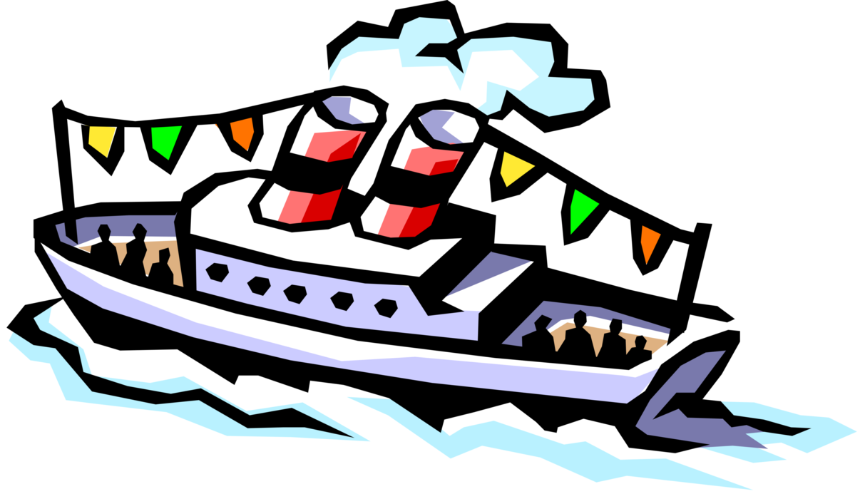 Vector Illustration of Passenger Tour Boat Cruise Watercraft Vessel