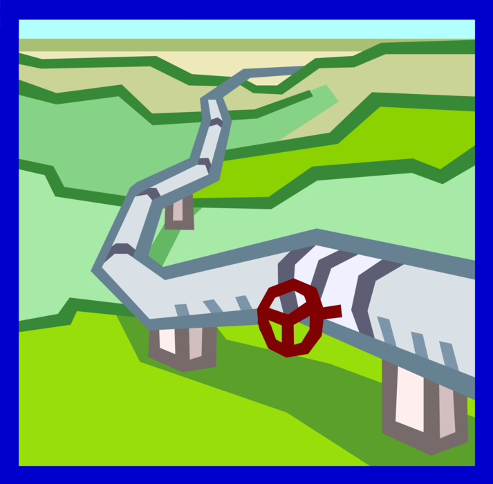 Vector Illustration of Fossil Fuel Oil and Natural Gas Industry Energy Pipeline