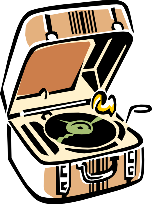 Vector Illustration of Vinyl Record Played on Phonograph Record Player Turntable