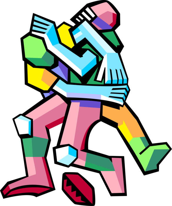 Vector Illustration of Rugby Match Competitors with Game Ball
