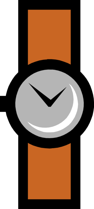 Vector Illustration of Men's Wristwatch Timepiece Keeps Time with Brown Band