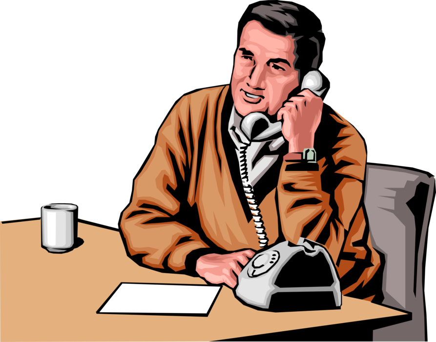Vector Illustration of Businessman Talking on Phone