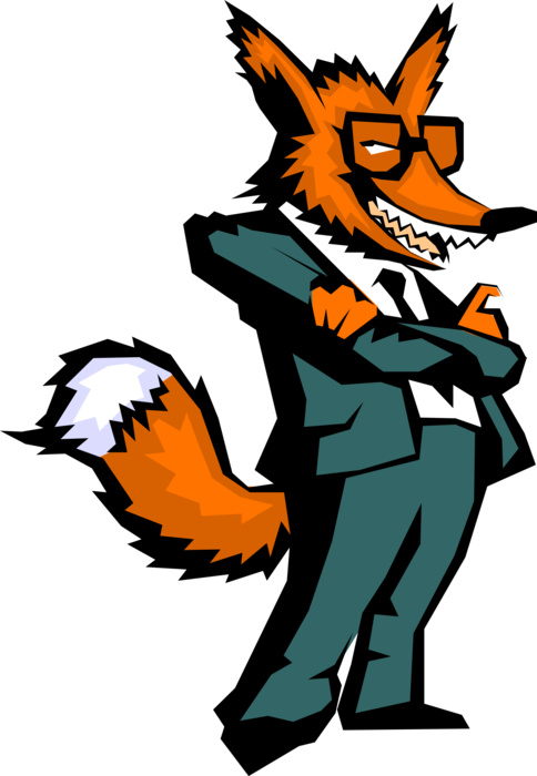 Vector Illustration of Businessman Crazy Like Red Mammal Fox