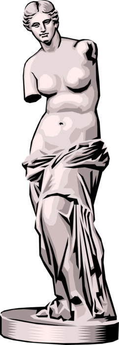 Vector Illustration of Ancient Classical Antiquity Greek Aphrodite Sculpture Statue of Venus De Milo Goddess of Love and Beauty