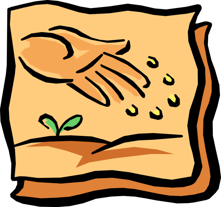 Vector Illustration of Hand Planting Seeds