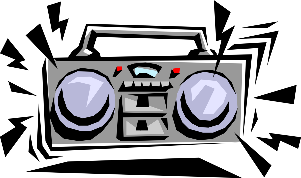 Vector Illustration of Audio Entertainment Portable Personal Stereo Boombox Plays Music