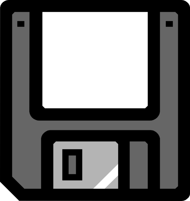 Vector Illustration of 3.5" Diskette Disk Digital Data Storage Media