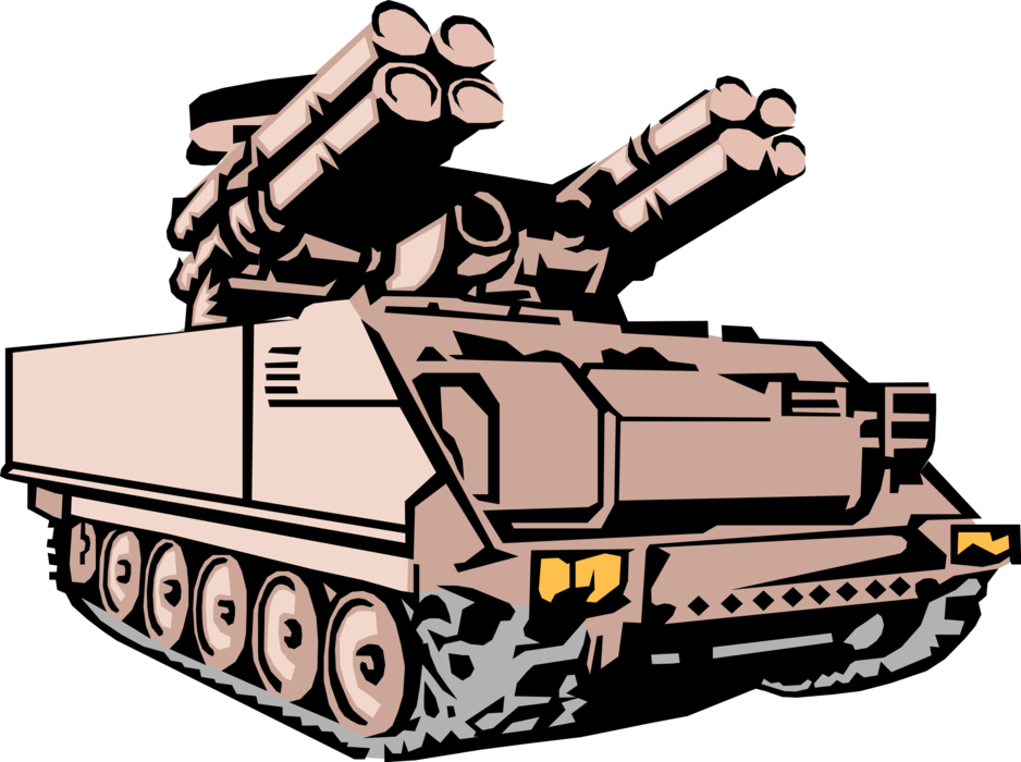 Vector Illustration of Military Mobile Rocket Launcher