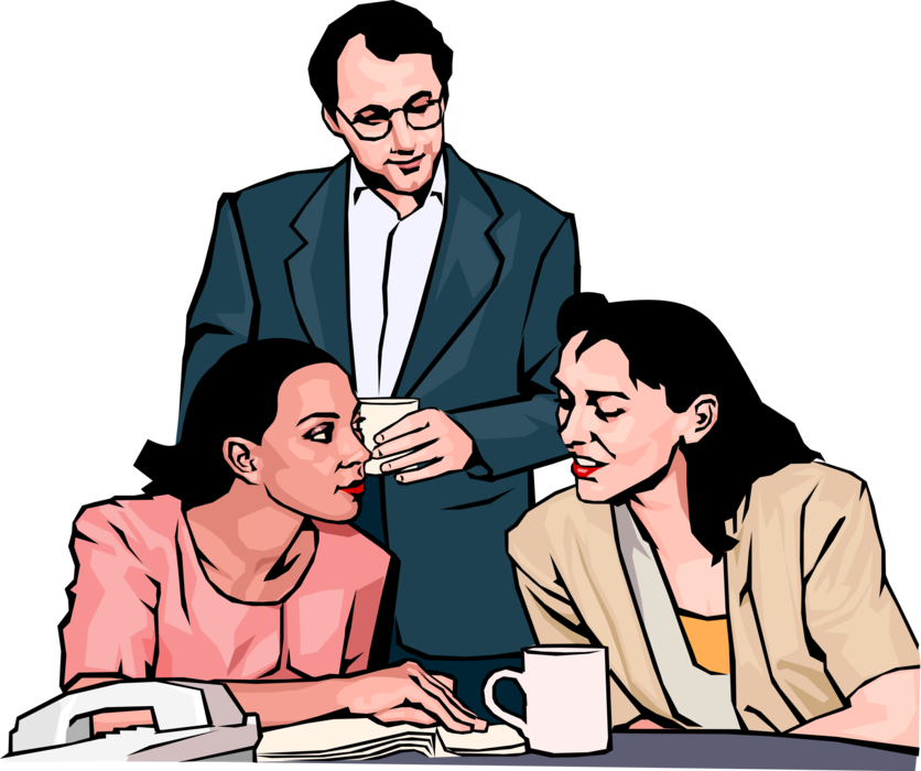 Vector Illustration of Business Associates in Casual Discussion at Work