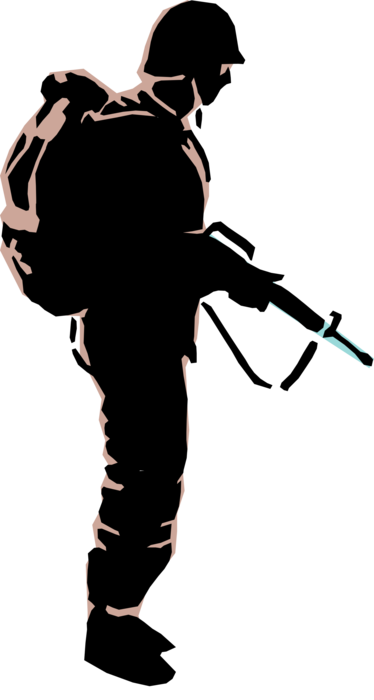 Vector Illustration of Military Soldier with Gun Symbol