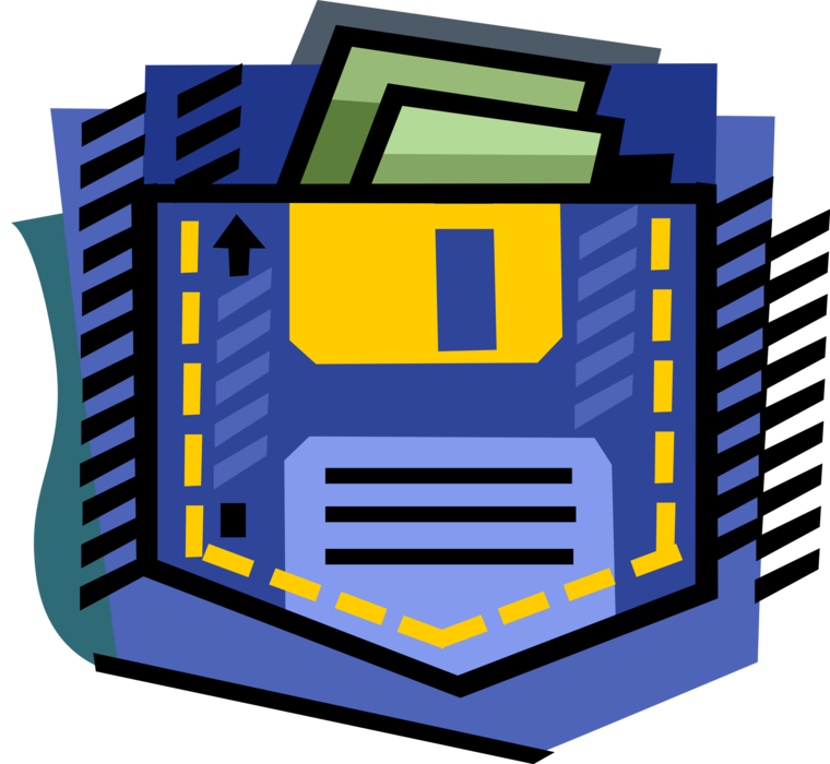 Vector Illustration of Computer Data Storage Disk As Pocket