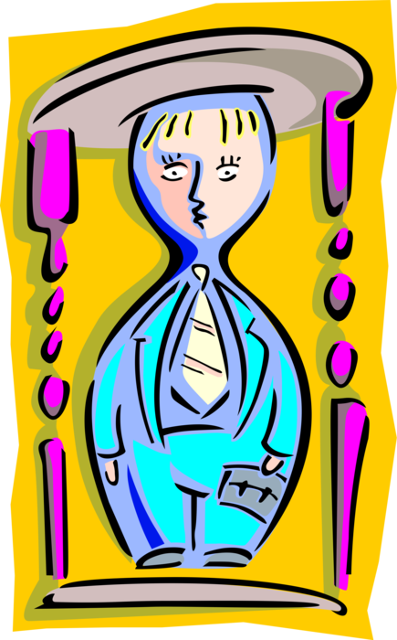 Vector Illustration of Hourglass or Sandglass, Sand Timer, or Sand Clock Measures Passage of Time Concept