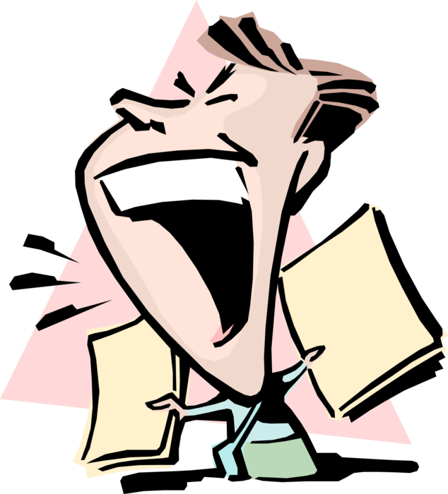 Vector Illustration of Businessman Yelling with File Folders