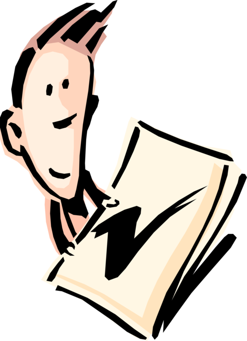 Vector Illustration of Man with Check Mark on Paper