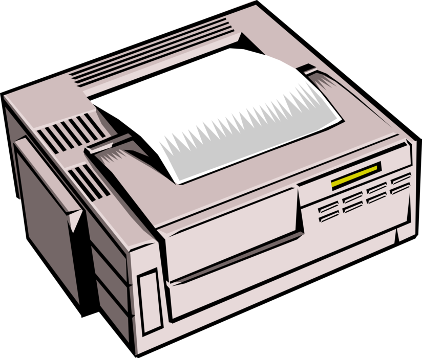 Vector Illustration of Computer Printer Peripheral Document Printing Device