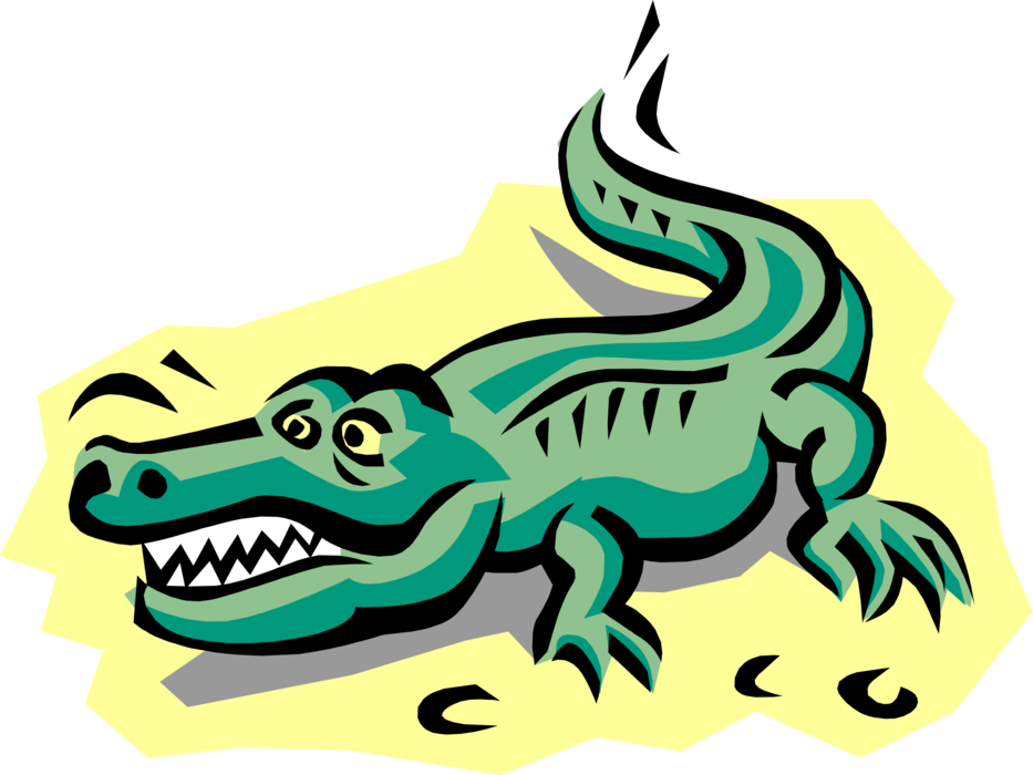 Vector Illustration of Alligator Tropical Aquatic Reptile Lurking