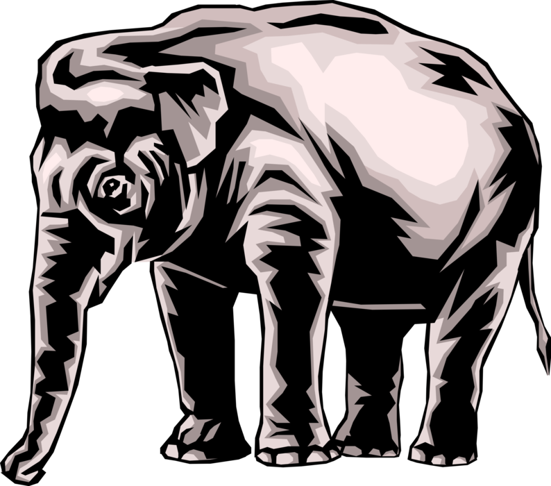 Vector Illustration of Baby Elephant Standing