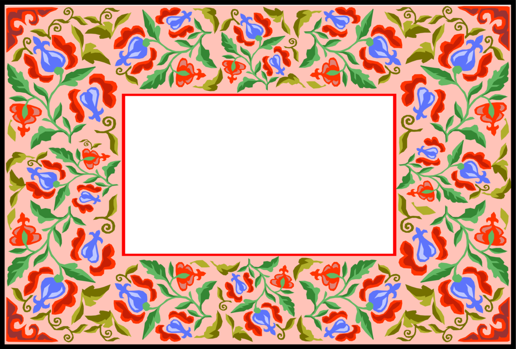 Vector Illustration of Floral Flowers and Leaves Background Frame 