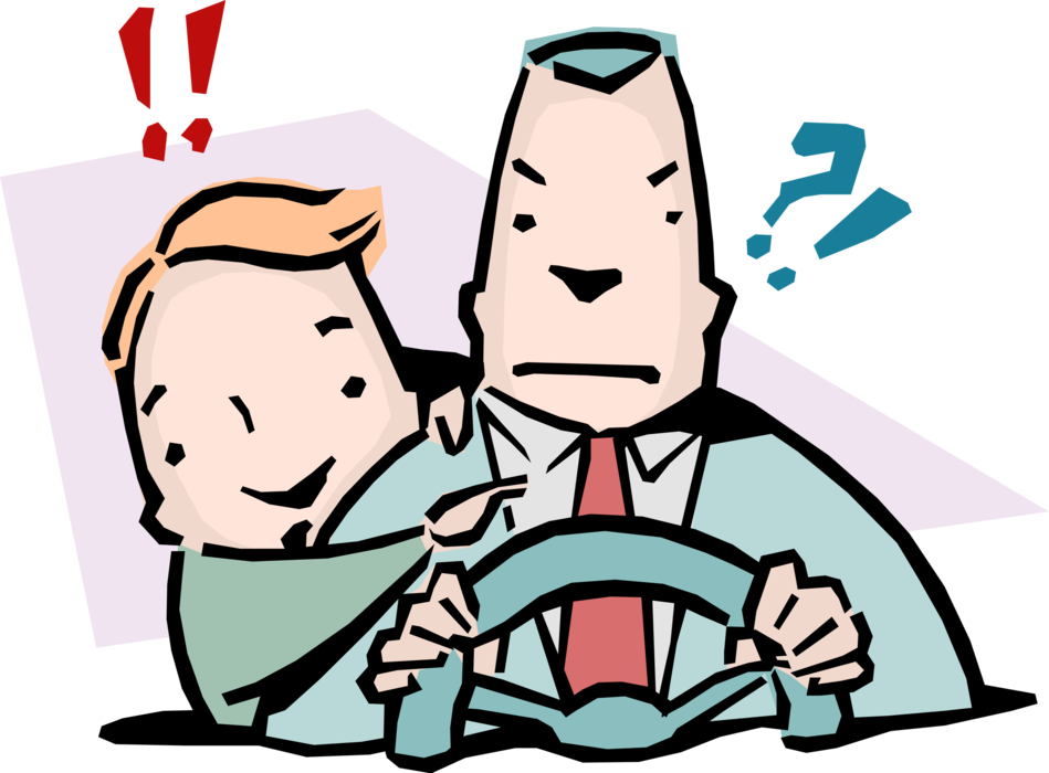 Vector Illustration of Back Seat Motorist Driver Idiom Businessman Loves to Criticize