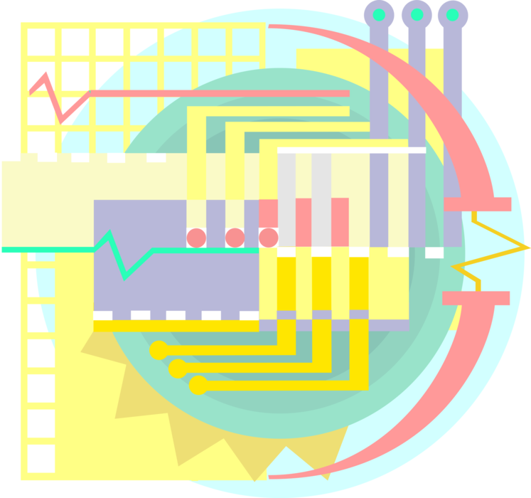 Vector Illustration of Digital Computer Integrated Circuit