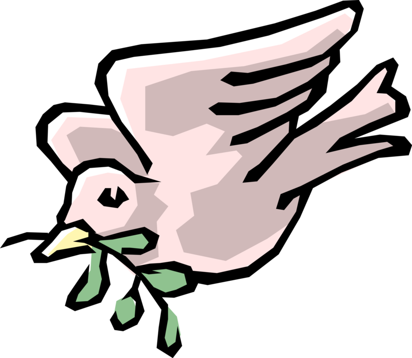 Vector Illustration of Dove Bird with Olive Branch Symbol of Peace