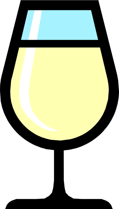 Vector Illustration of Glass of White Wine Alcohol Beverage