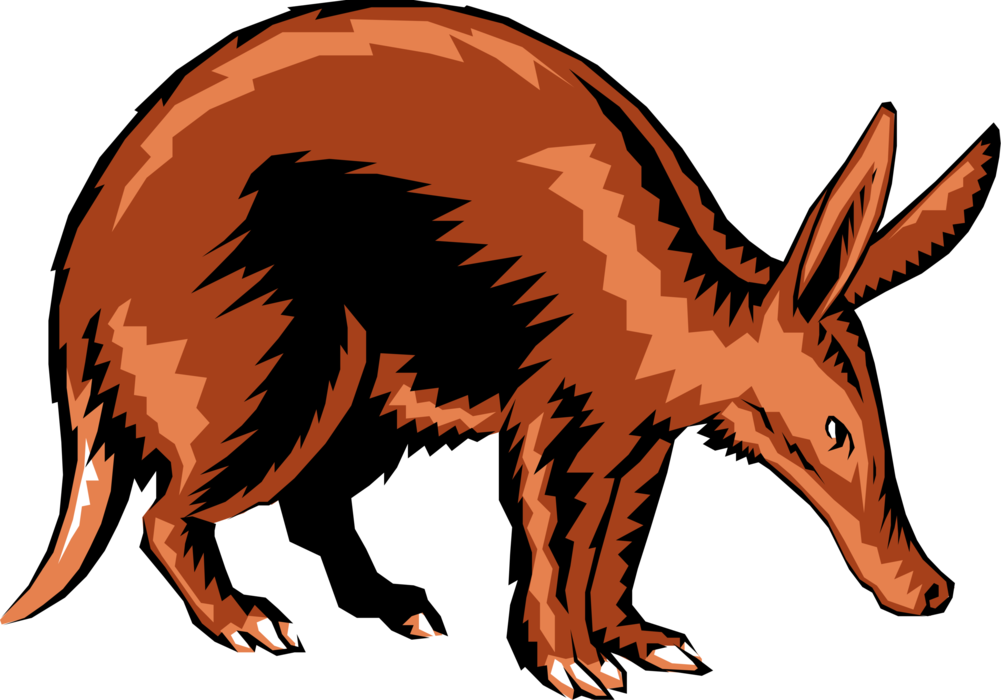 Vector Illustration of Burrowing African Aardvark with Pig-Like Snout