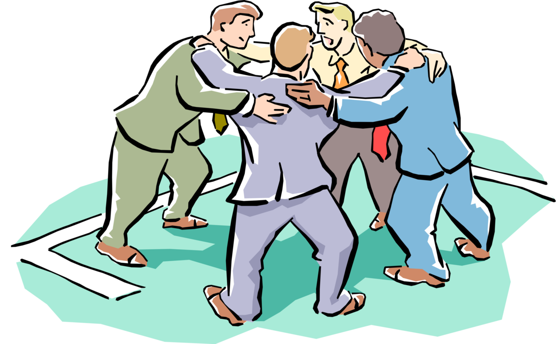 Vector Illustration of Businessmen in Huddle Make Plans