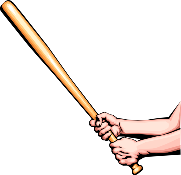 Vector Illustration of Hands with Baseball Bat Prepare to Swing
