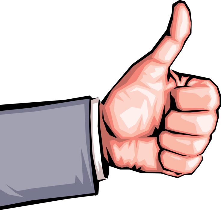 Vector Illustration of Nonverbal Communication Hand Gestures Thumbs-Up OK Sign