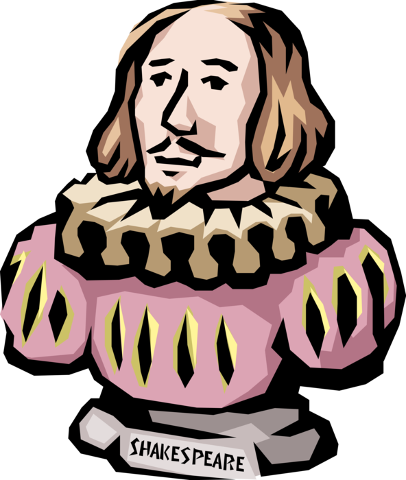 Vector Illustration of Bust of William Shakespeare, World's Greatest Poet, Playwright and Dramatist 