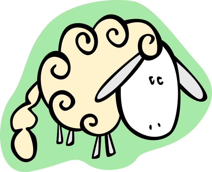 Vector Illustration of Woolly Ruminant Livestock Mammal Sheep