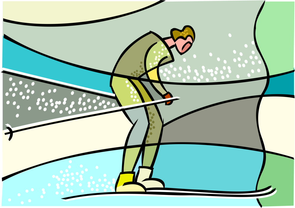 Vector Illustration of Olympic Sports Cross-Country Skier Skiing in Race