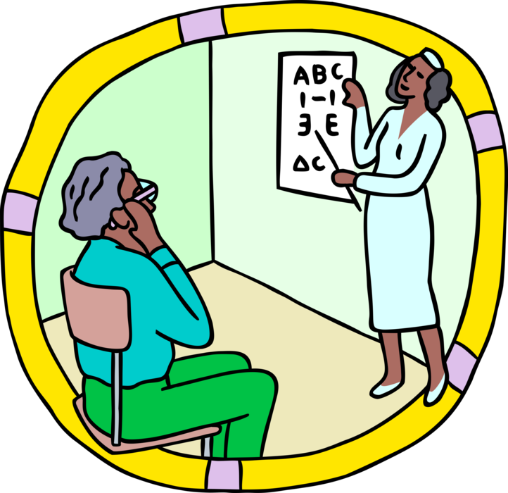 Vector Illustration of Eye Doctor Professional Ophthalmologist with Eye Examination Chart at Optometris