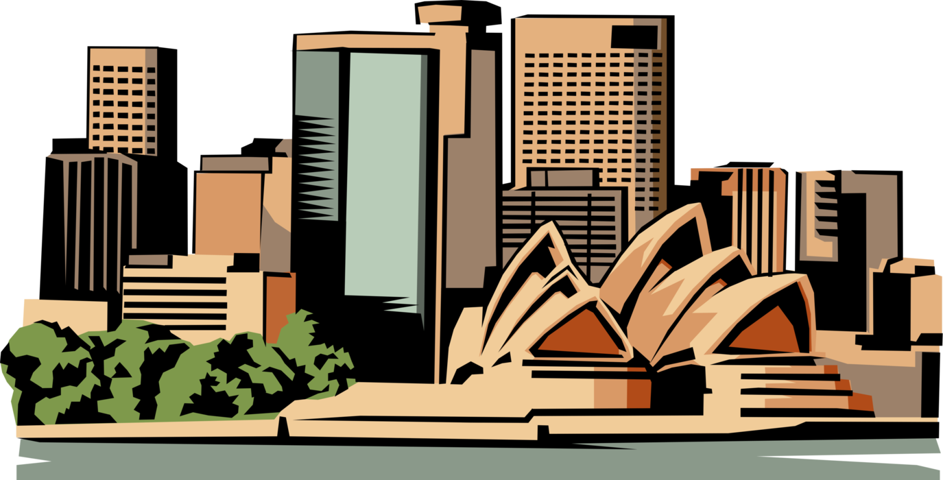 Vector Illustration of Sydney Opera House Multi-Venue Performing Arts Centre in Sydney, Australia