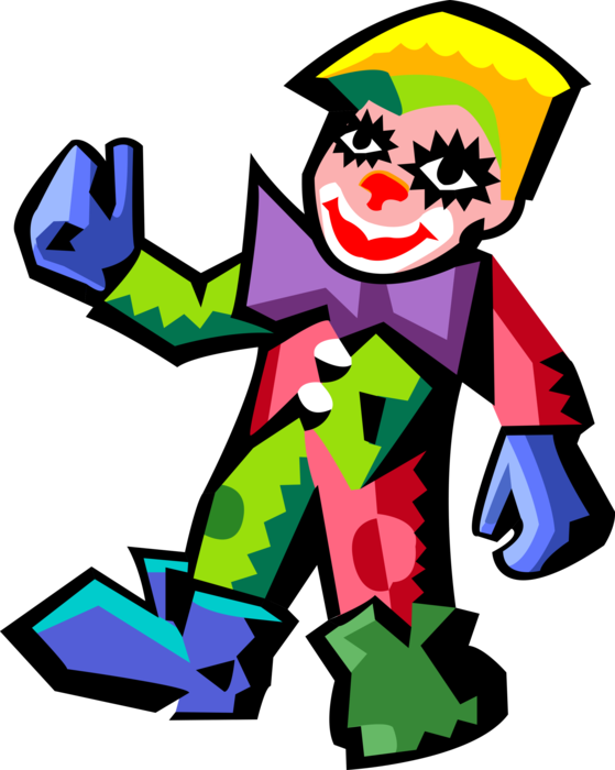 Vector Illustration of Big Top Circus Clown Doll