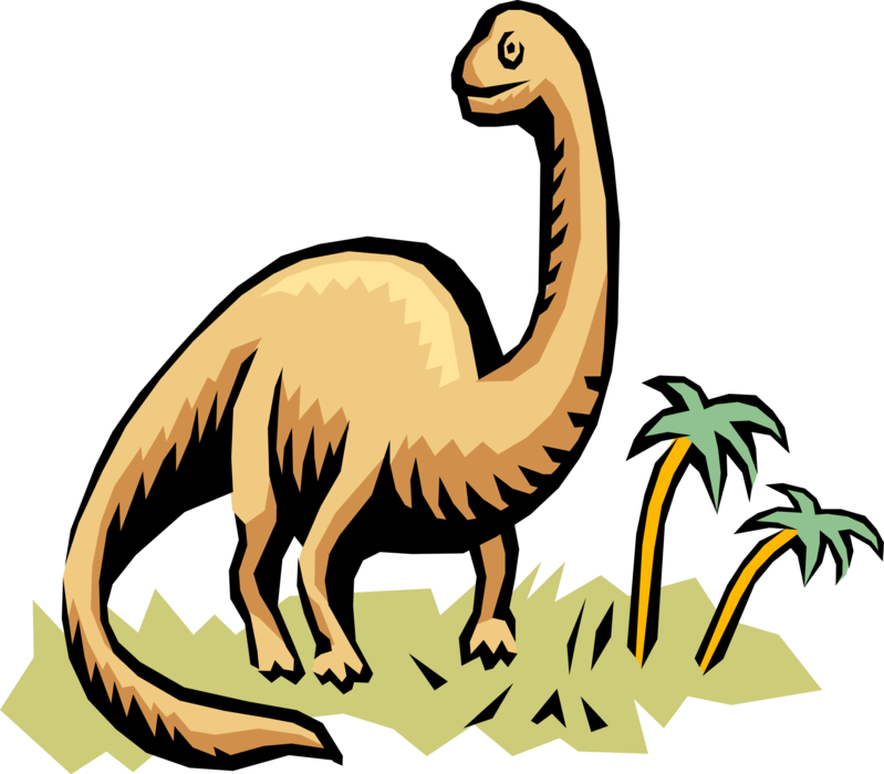 Vector Illustration of Prehistoric Brontosaurus Dinosaur from Jurassic and Cretaceous Periods