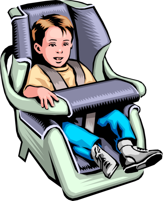 Vector Illustration of Infant Child in Car Seat